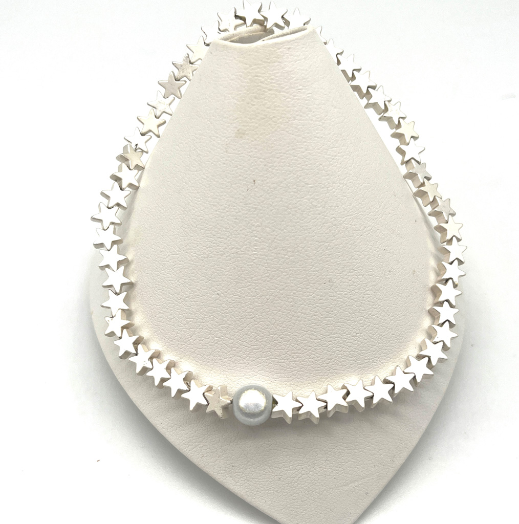 Hematite Star Anklet With Moon Bead