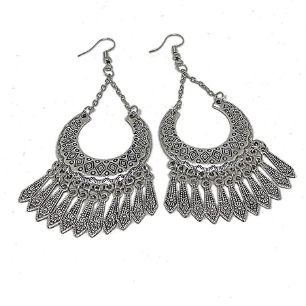 Chandelier Boho Silver Earrings