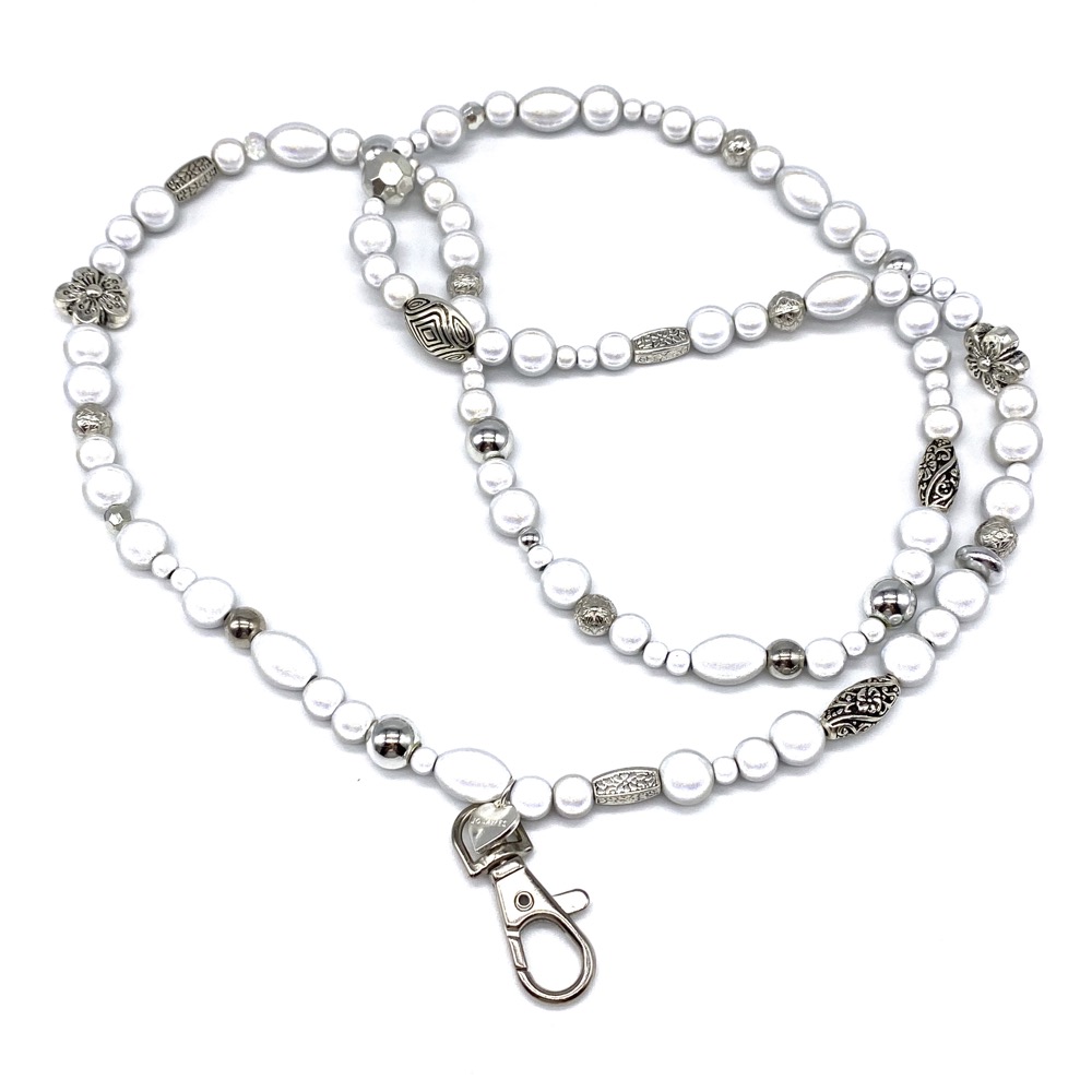 White Vintage Detailed Lanyard