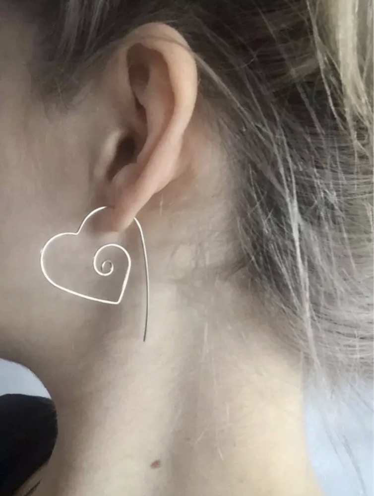 Spiral Silver Heart Earrings