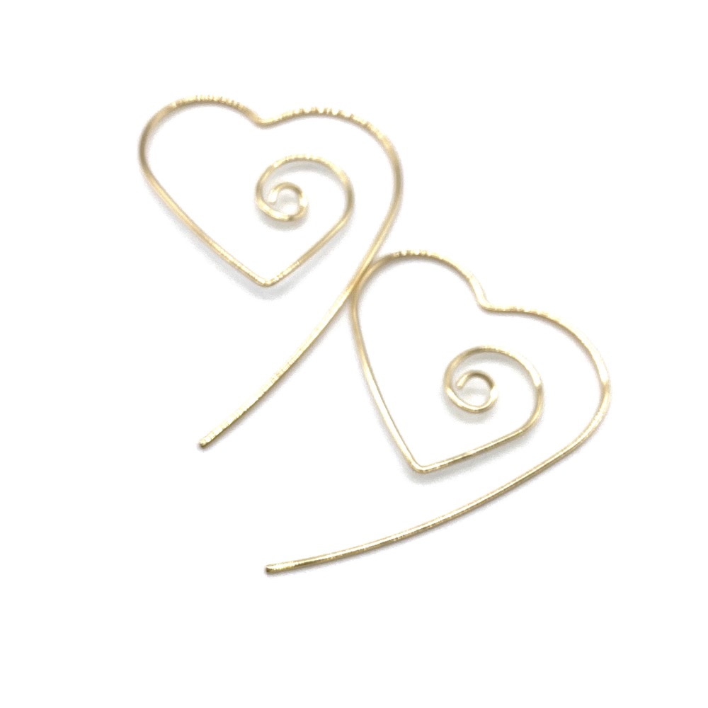 Spiral Gold Heart Earrings