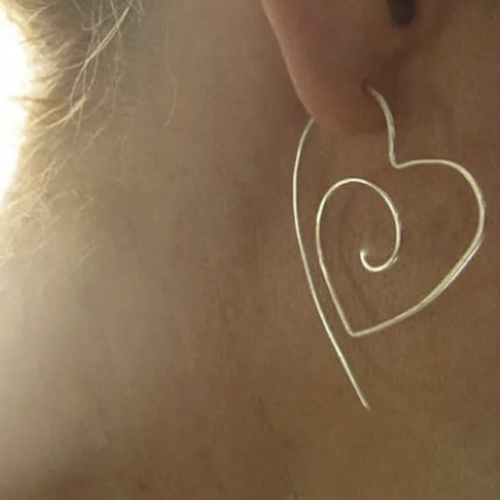 Spiral Gold Heart Earrings