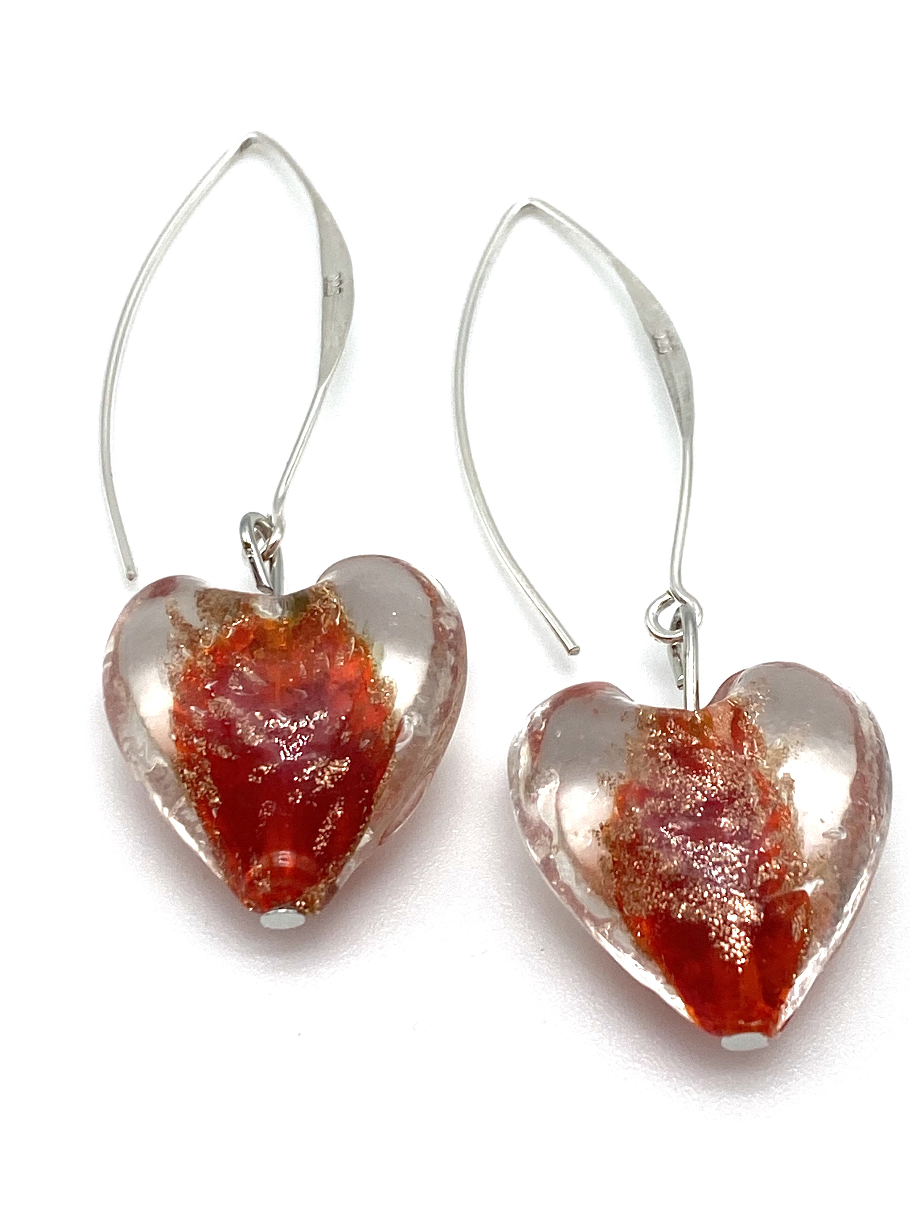 Lampwork Red Heart Earrings