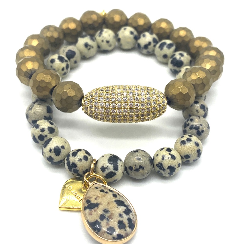 Buy Dalmatian Jasper Bracelet, Beaded Bracelet, White Bracelet, Black Spot  Bracelet, Bracelet for Women, Gemstone Bracelet, Silver Bracelet Online in  India - Etsy