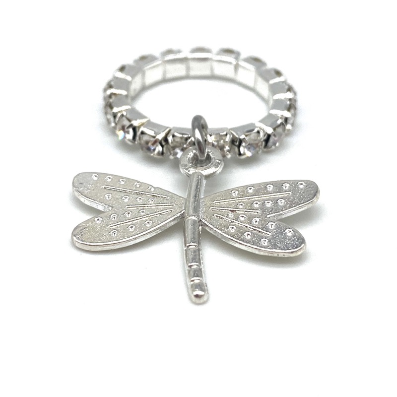  Sterling Silver Yarn Ring Dragonfly Adjustable Size