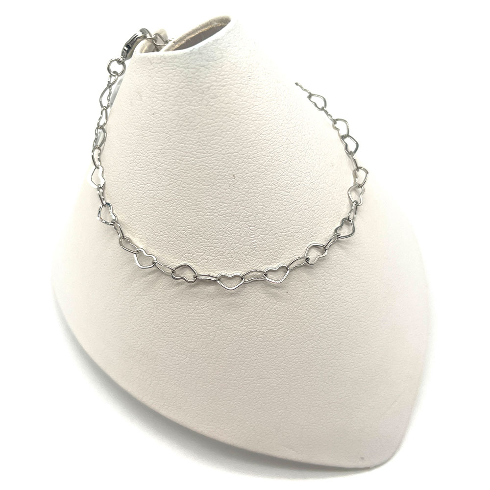 Heart Link Delicate Silver Bracelet