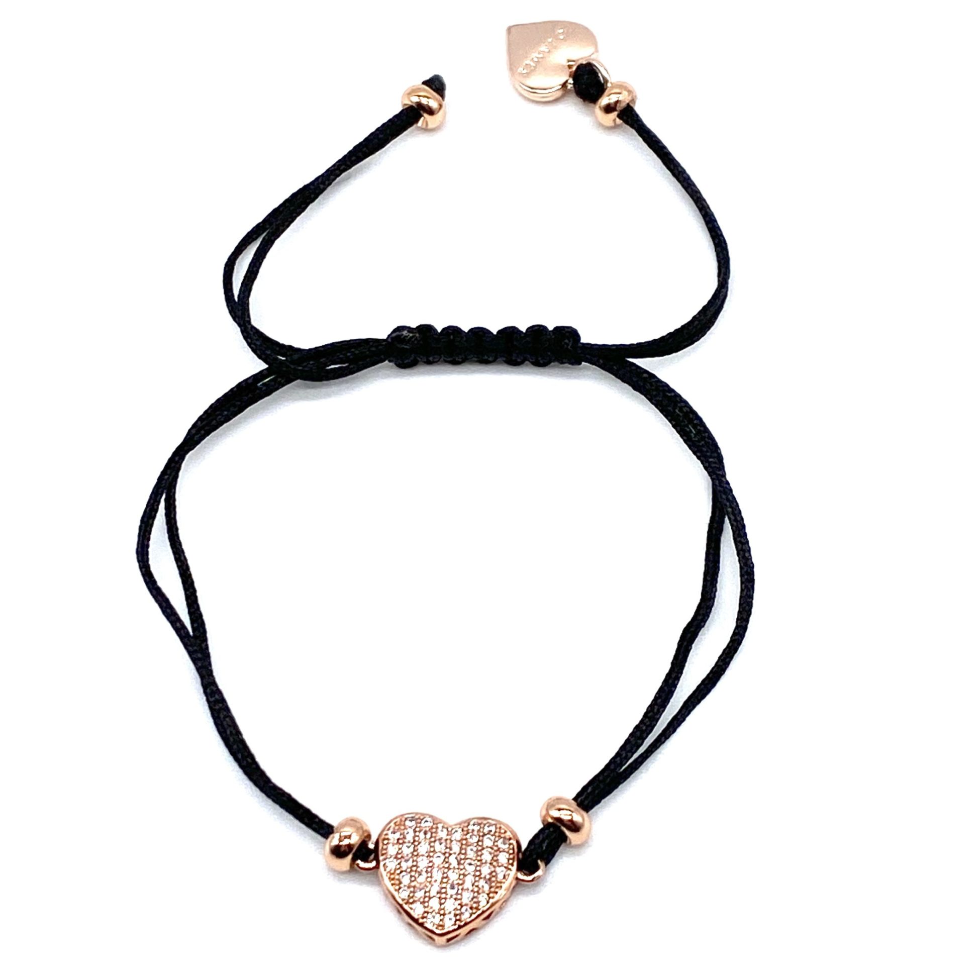 Rose Gold Heart Cord Bracelet - Made With Love - Jo James Jewellery